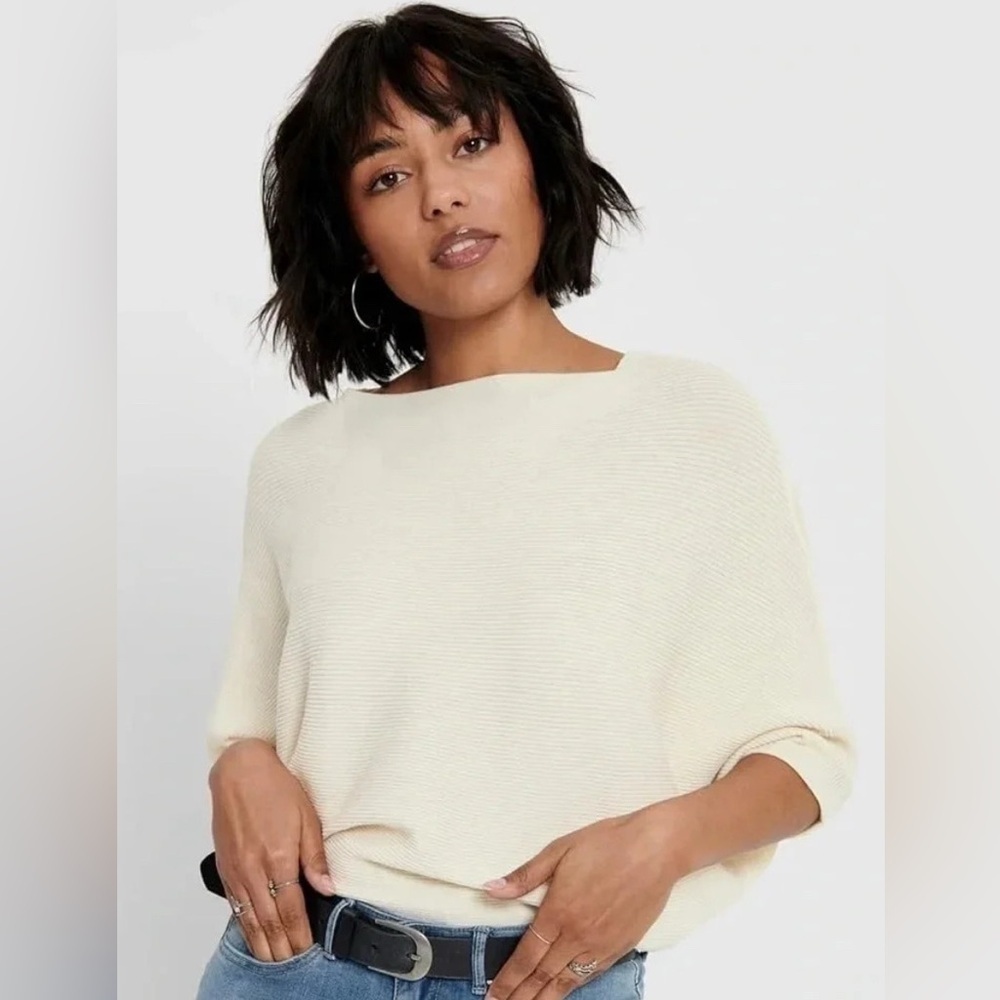 Dynamite Cream Ribbed Women's Sweater - Picture 3 of 3